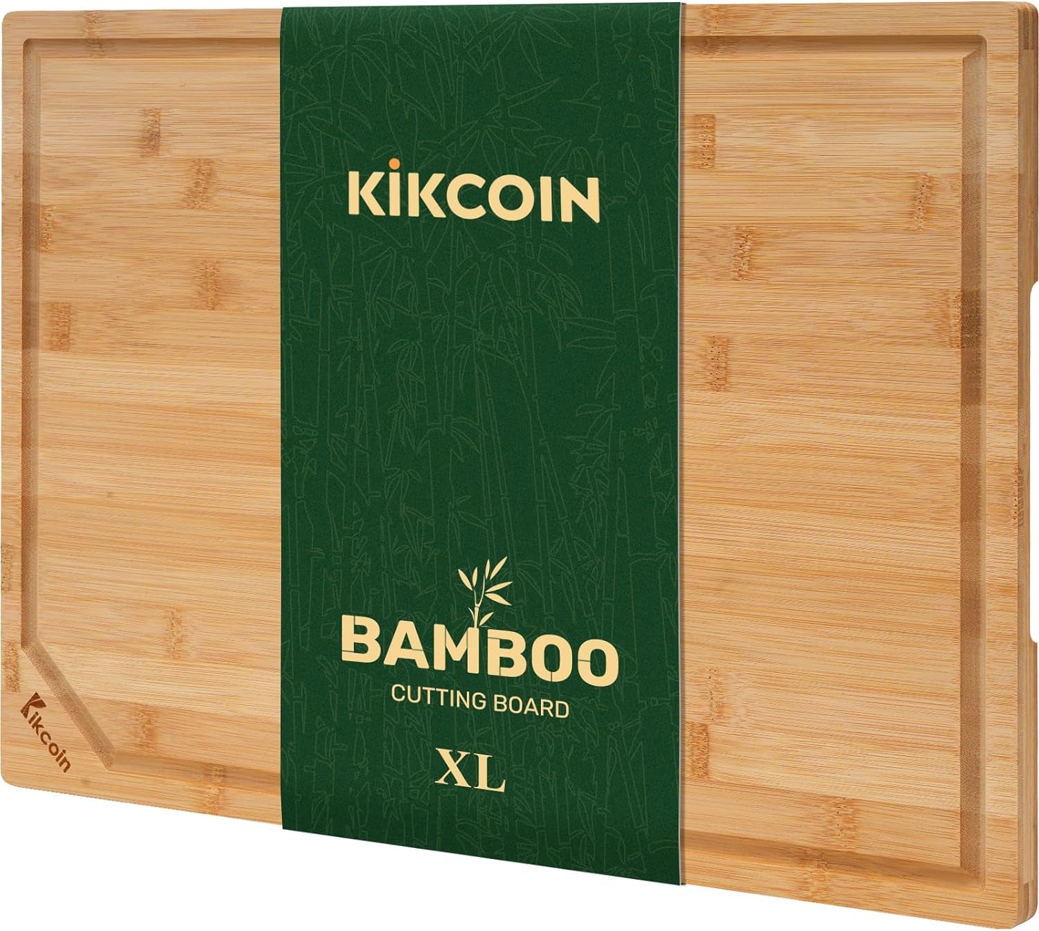 Bamboo Cutting Boards for Kitchen, Extra Large Wood Cutting Board with Deep Juice Groove and Handle Heavy Duty Chopping Board, , 17.6" X 12"