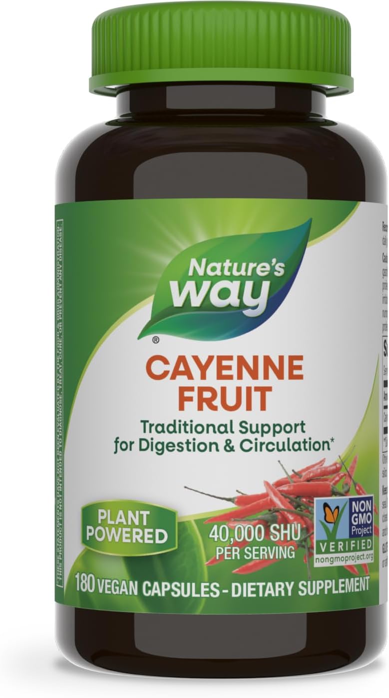 Cayenne Pepper Capsules | Digestion & Circulation Support, 180 Vegetarian Capsules
