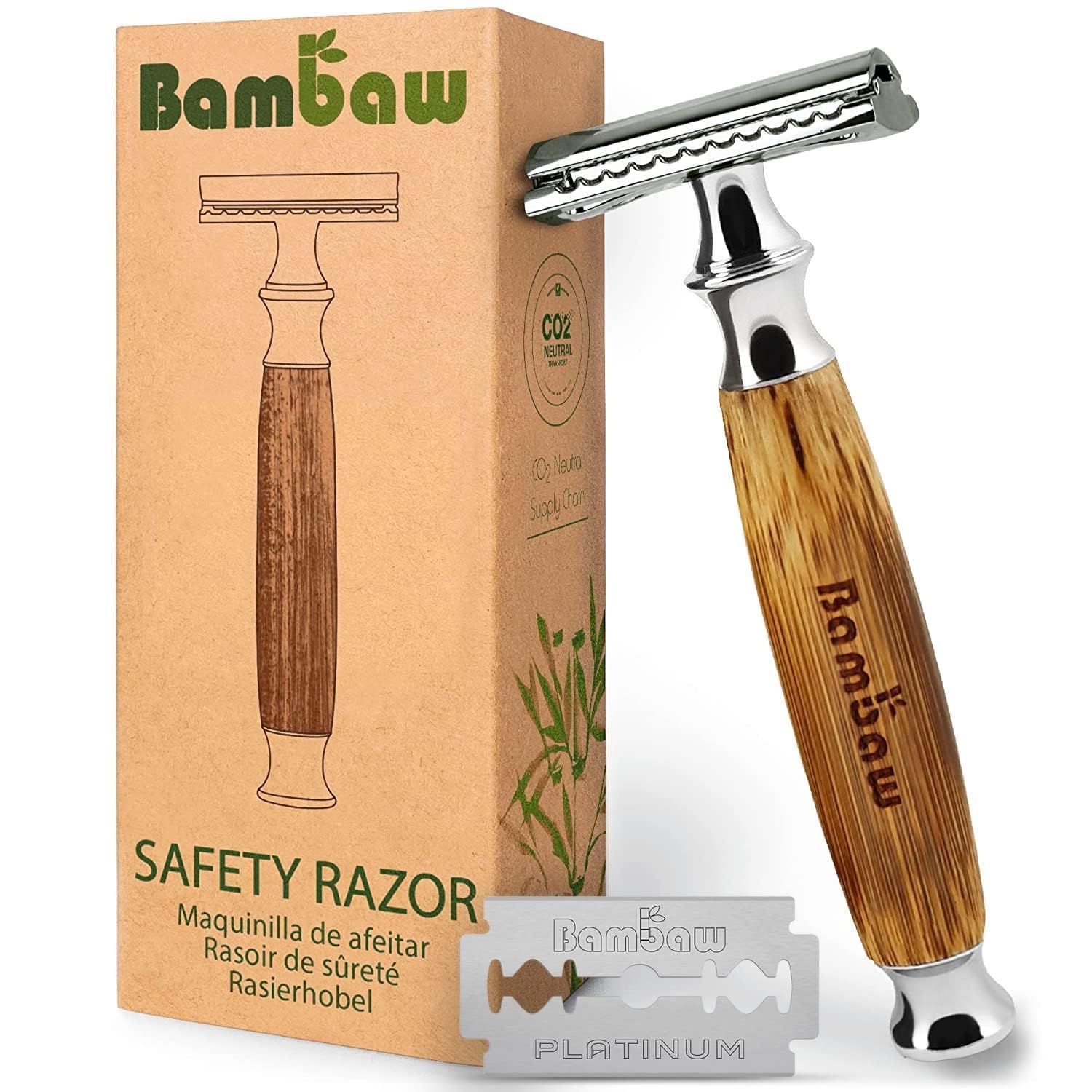 Safety Razor | Bamboo Handle, Double Edge, Reusable, Eco-Friendly, Fits All DE Blades