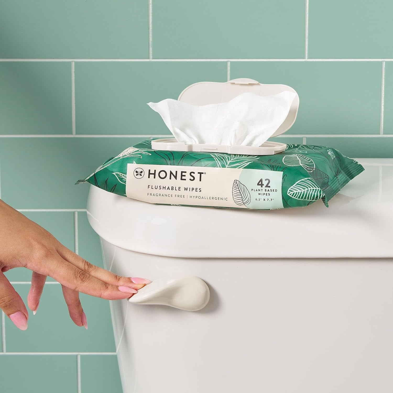 Plant-Based Flushable Wipes | 99% Water, Hypoallergenic, EWG Verified, Safe to Flush | Fragrance Free, 42 Count