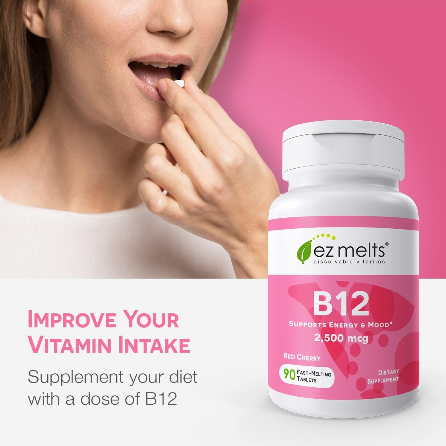 B12 Sublingual Vitamin 2,500 Mcg, Methylcobalamin, Sugar-Free, 3-Month Supply