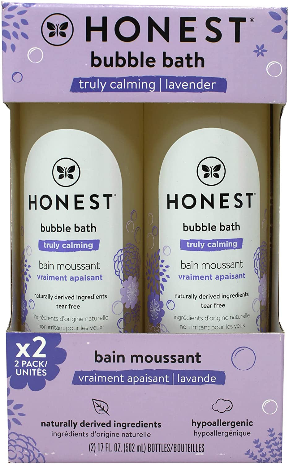 HONEST  Bubble Bath, Truly Calming Lavender, 17 Fluid Ounce (2 Pack)