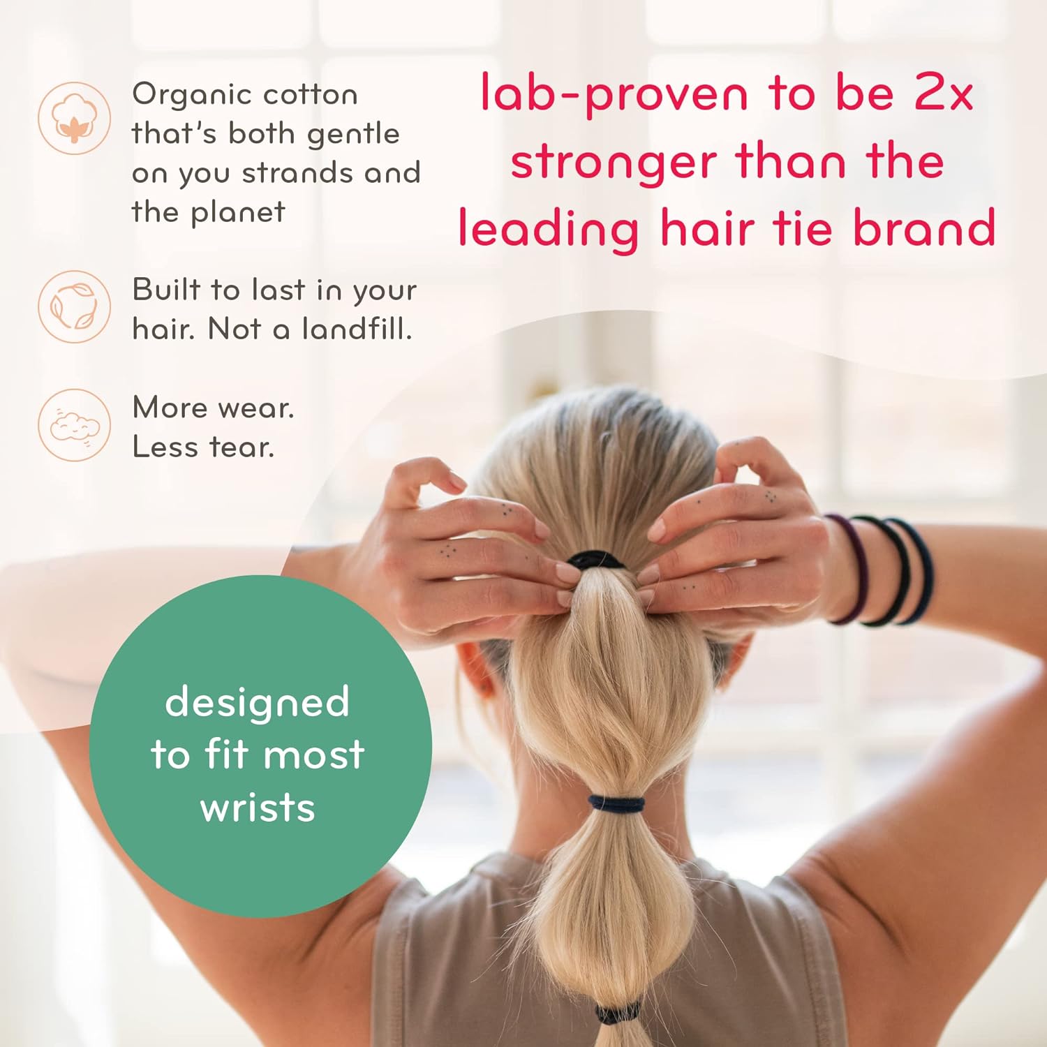 Plastic-Free Round Mondo Hair Ties | Golden Fibres