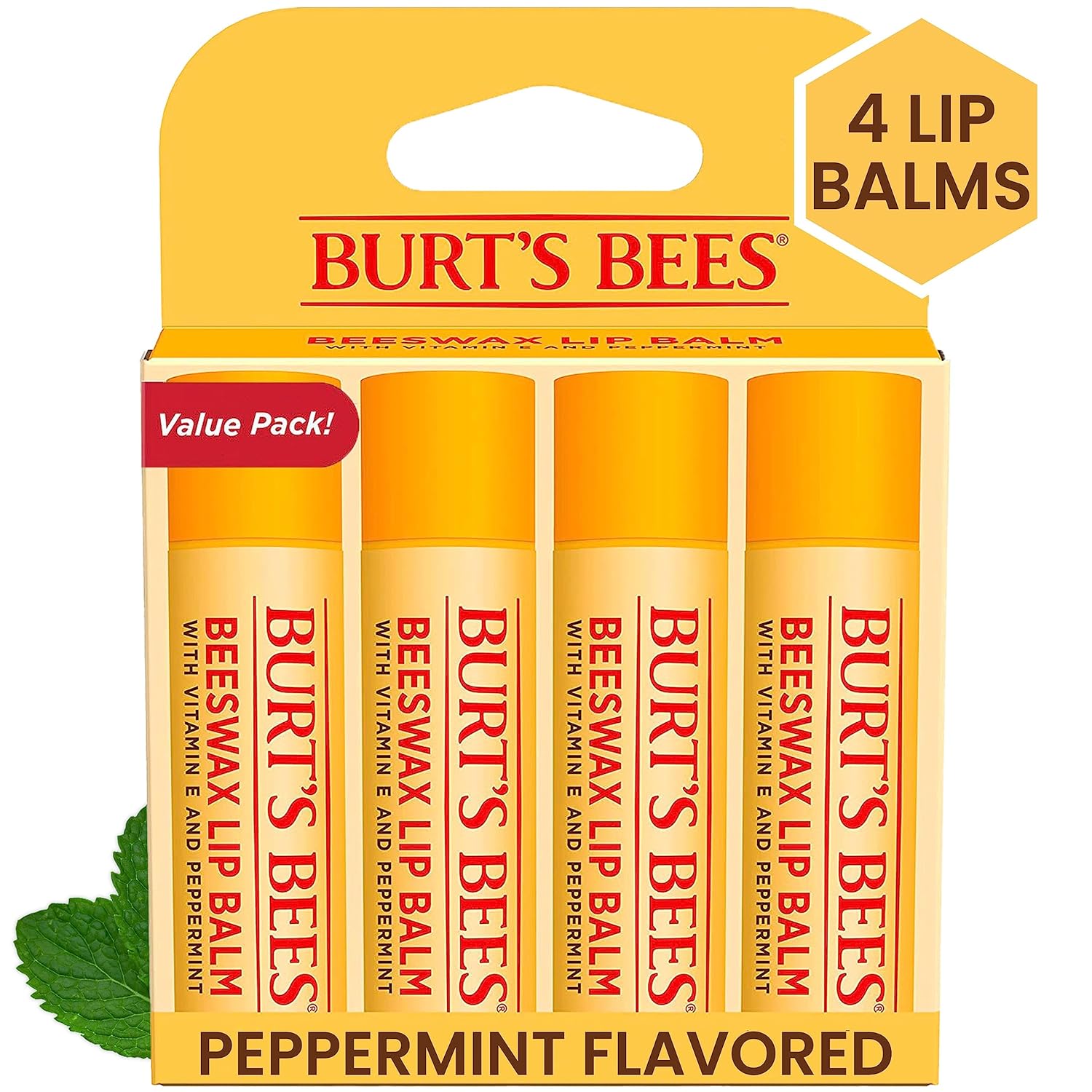 Lip Balm | Original Beeswax, Tint-Free, 4 Tubes, 0.15 oz