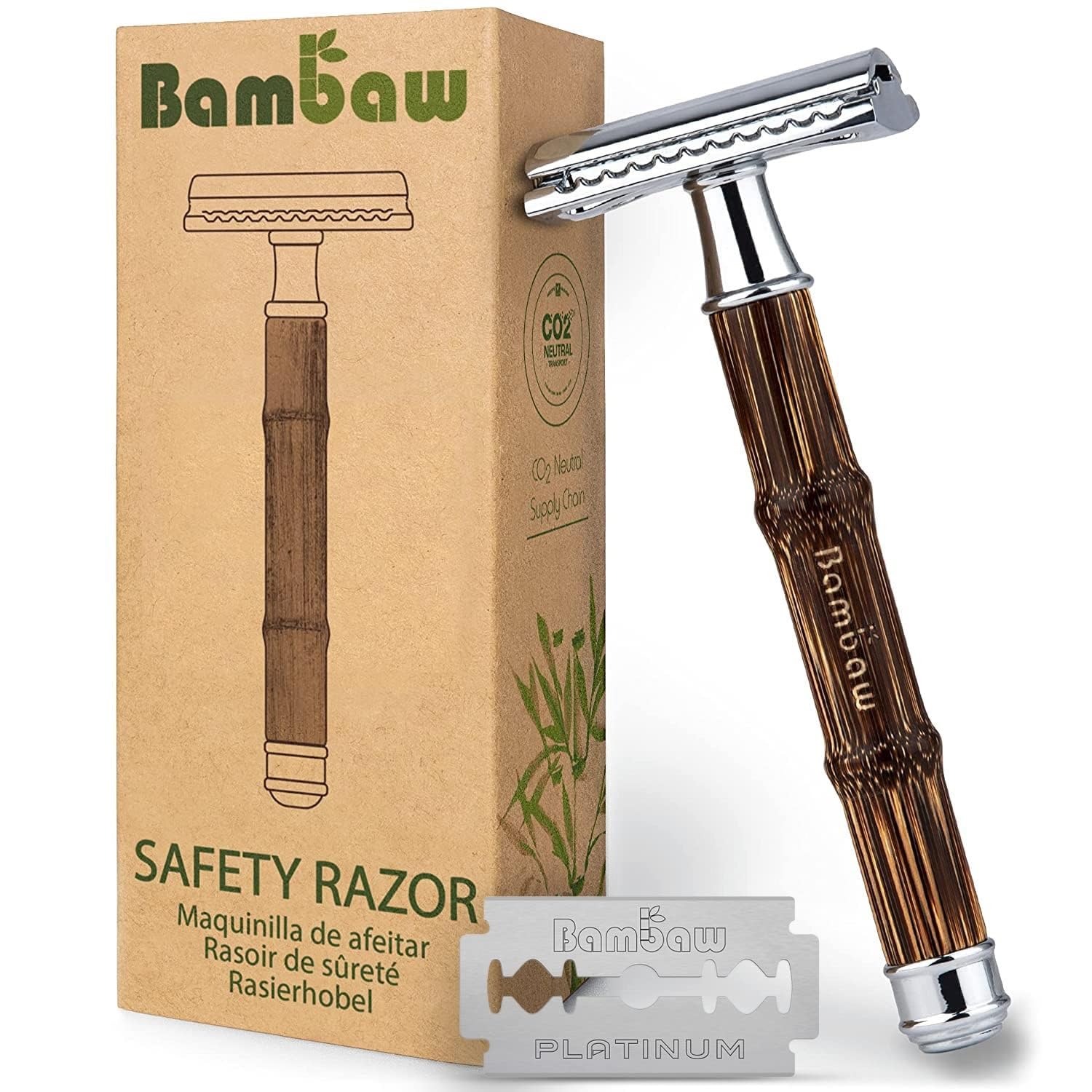 Safety Razor | Bamboo Handle, Double Edge, Reusable, Eco-Friendly, Fits All DE Blades