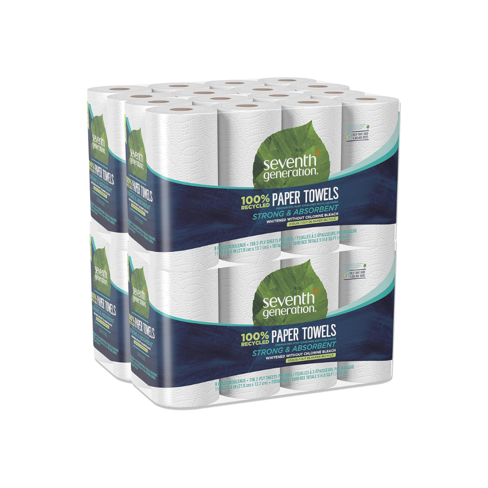 Paper Towels | 100% Recycled Paper, 2-ply, 32 Rolls Total
