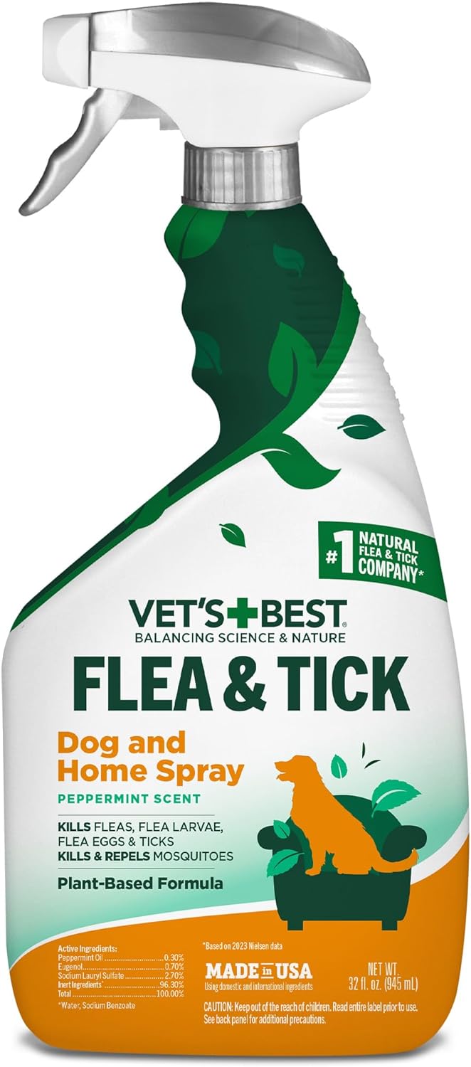 Dog Flea and Tick Spray | Natural Ingredients, 32 fl oz