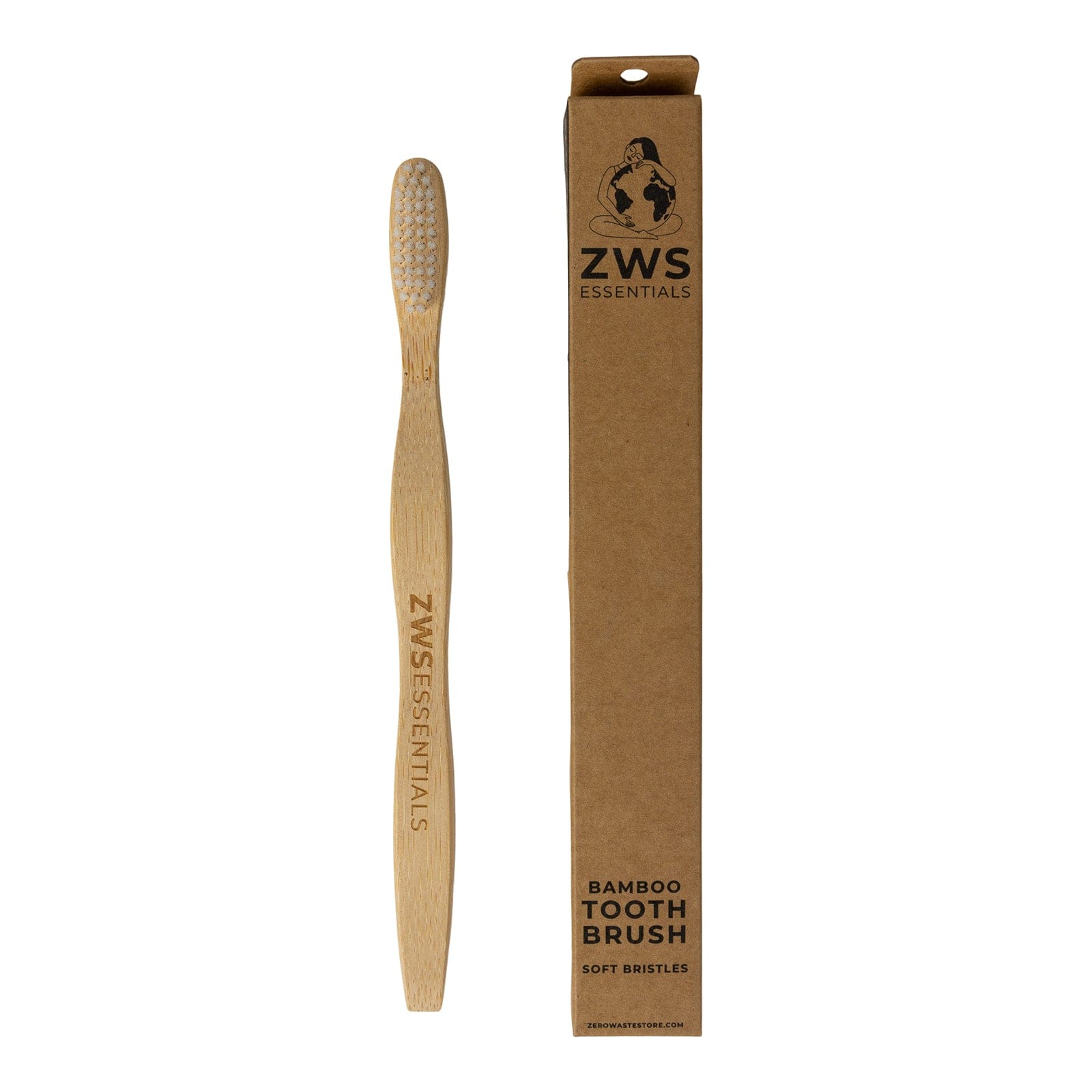 Bamboo Toothbrush - Adult - Zero Waste Toothbrush, Plastic Free, Compostable, Castor Bean Bristles