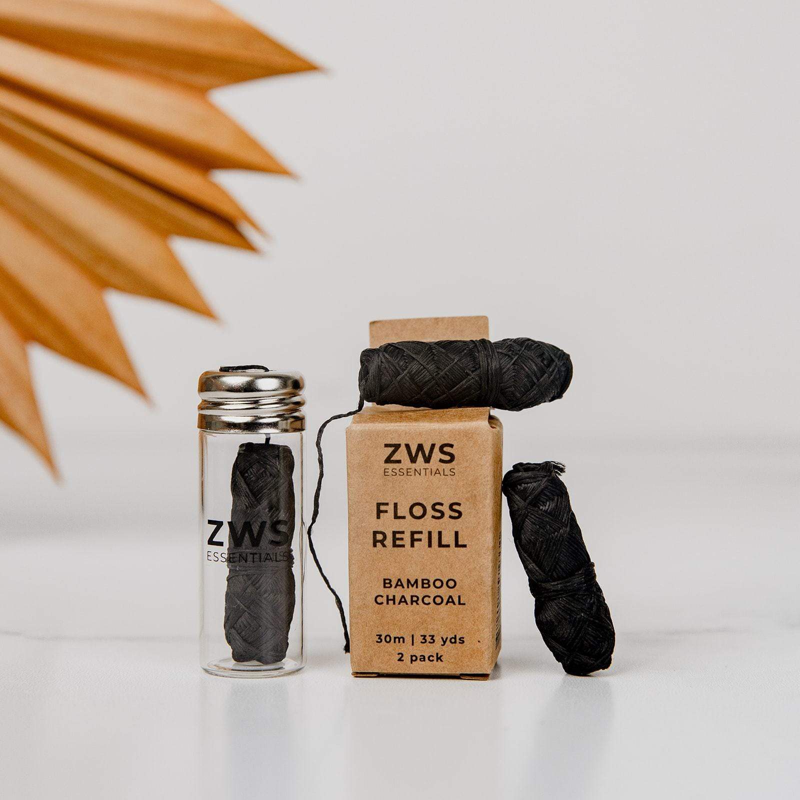 Bamboo Charcoal Floss - Zero Waste Dental Floss, 30m, Vegan, Biodegradable, Refillable