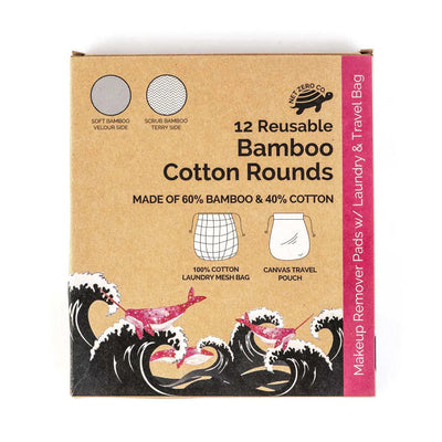 Bamboo Cotton Rounds - 12 Pack with Laundry Bag & Travel Pouch