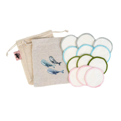 Bamboo Cotton Rounds - 12 Pack with Laundry Bag & Travel Pouch
