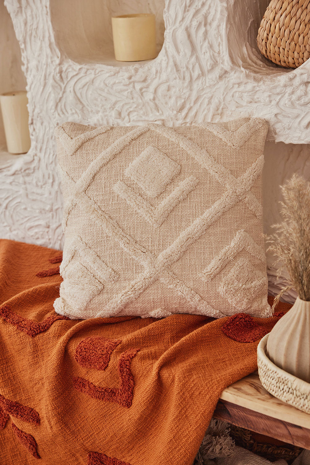 Tufted Pillow - Off White - 18x18 Inch