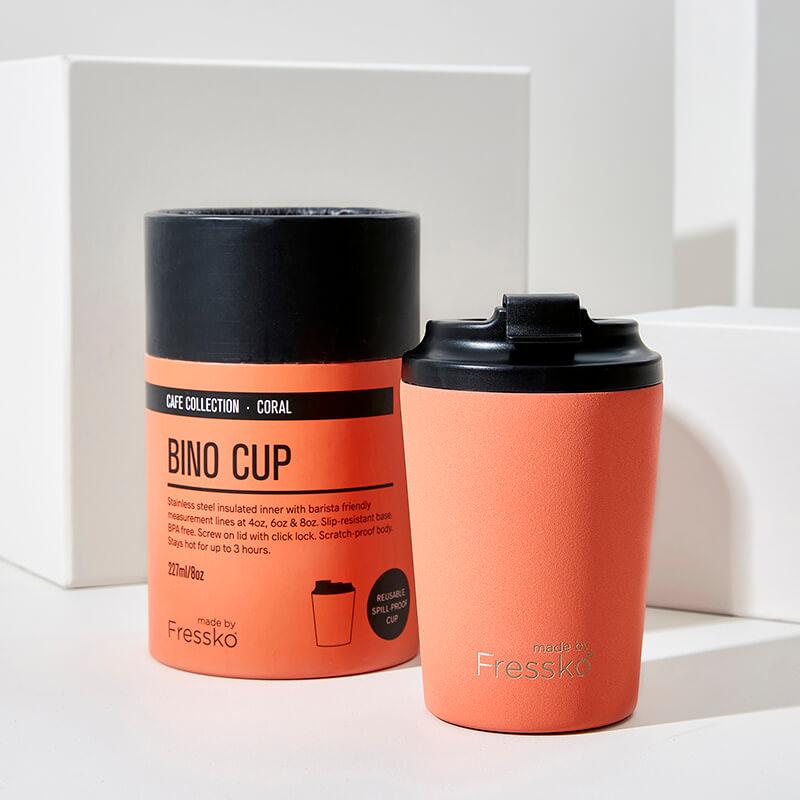 Insulated Bino Coffee Cup | Coral, 8 oz