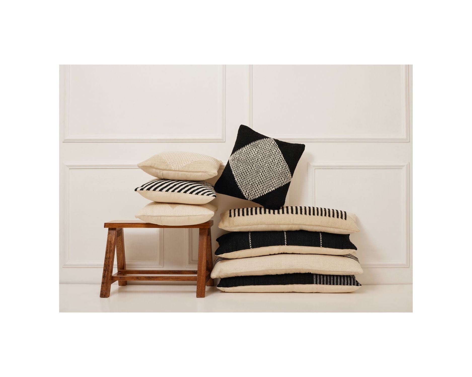 Stripe Lumbar Pillow - Black - 12x34 Inch