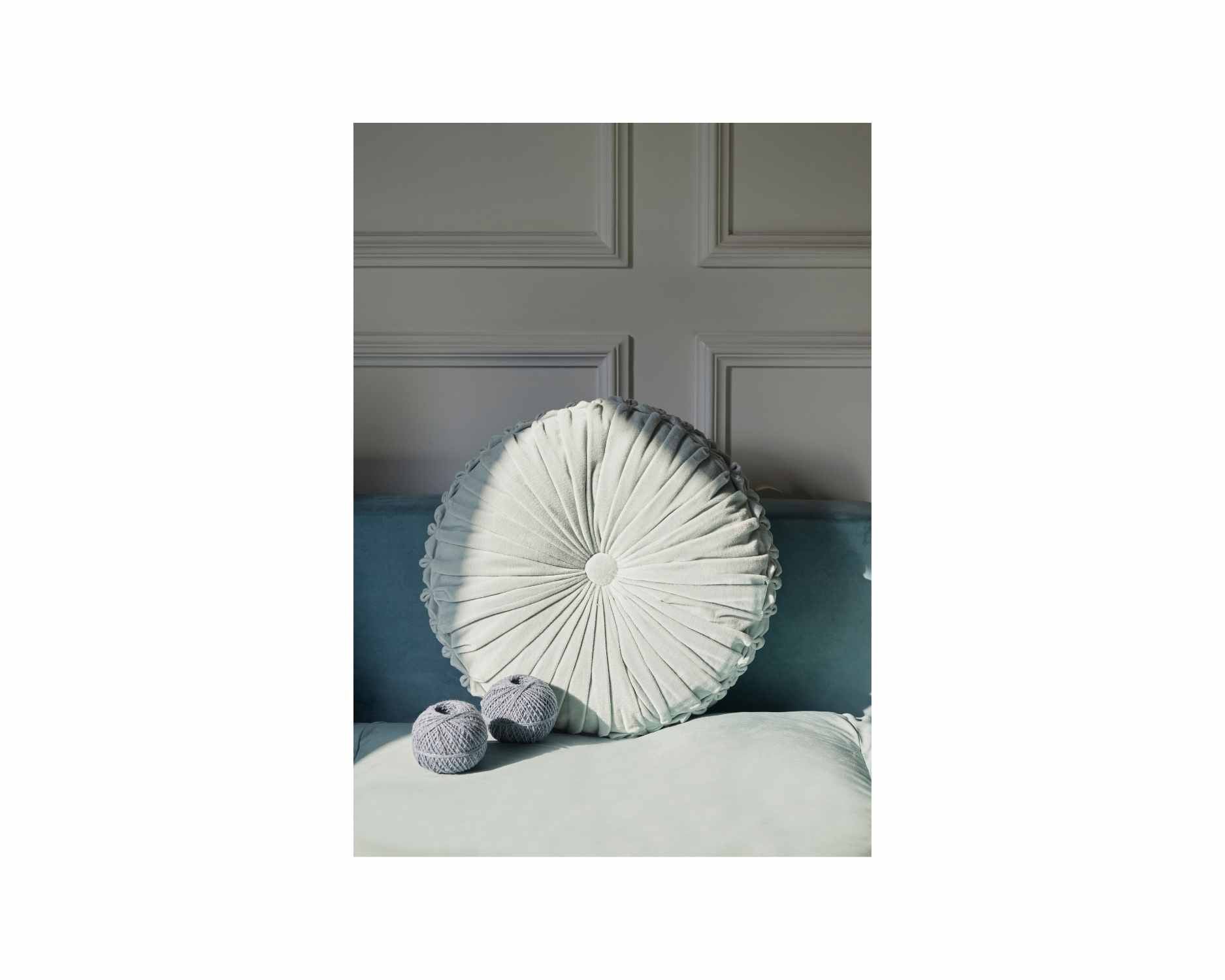 Velvet Round Pillow - Light Blue - 16 Inch