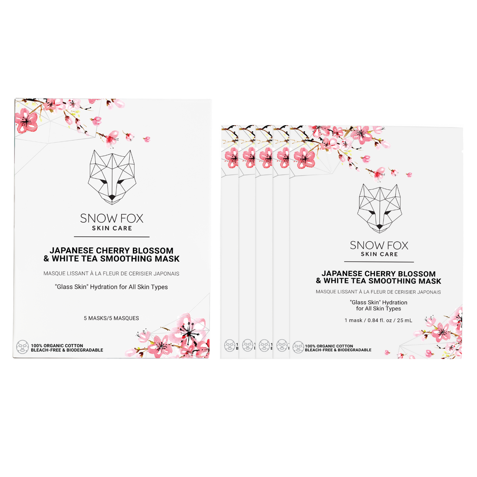 Cherry Blossom & White Tea Smoothing Facial Mask - 5 Pack