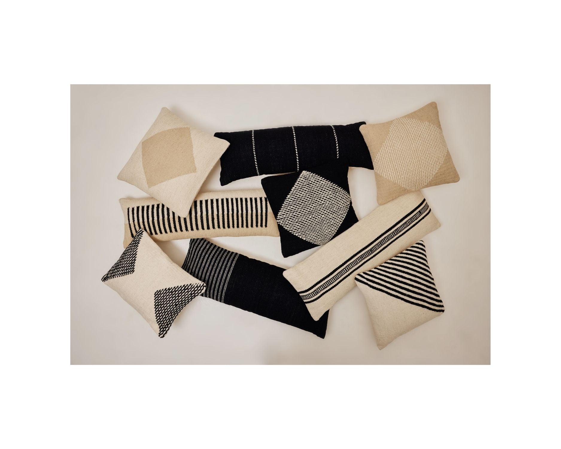Diagonal Stripe Wool Pillow - Biscotti - 18x18 Inch