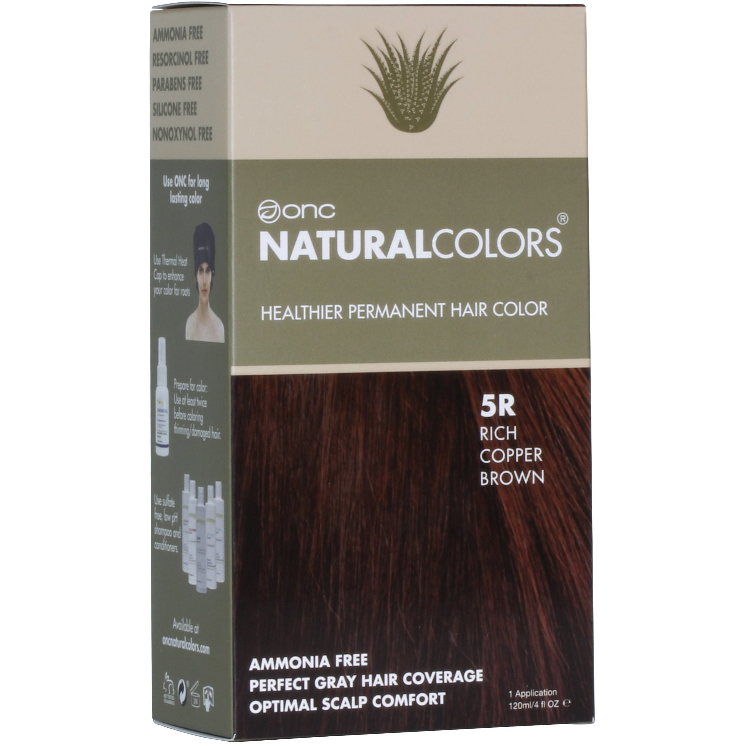 5R Rich Copper Brown Heat Activated Hair Dye With Organic Ingredients - 120 ml (4 fl. oz)