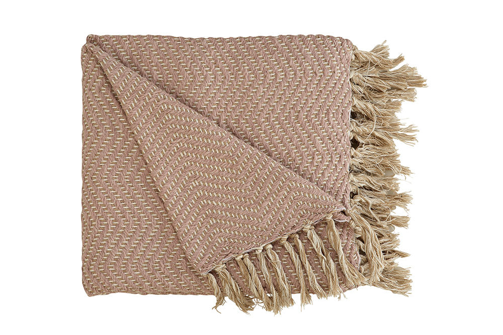 Kaya Chevron Throw Blanket - Blush & Cream - 50x70 Inches