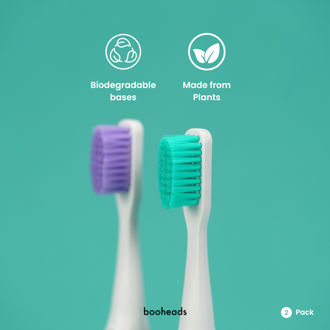 Zero Waste Bamboo Toothbrushes in Purple & Aqua - 2 Pack