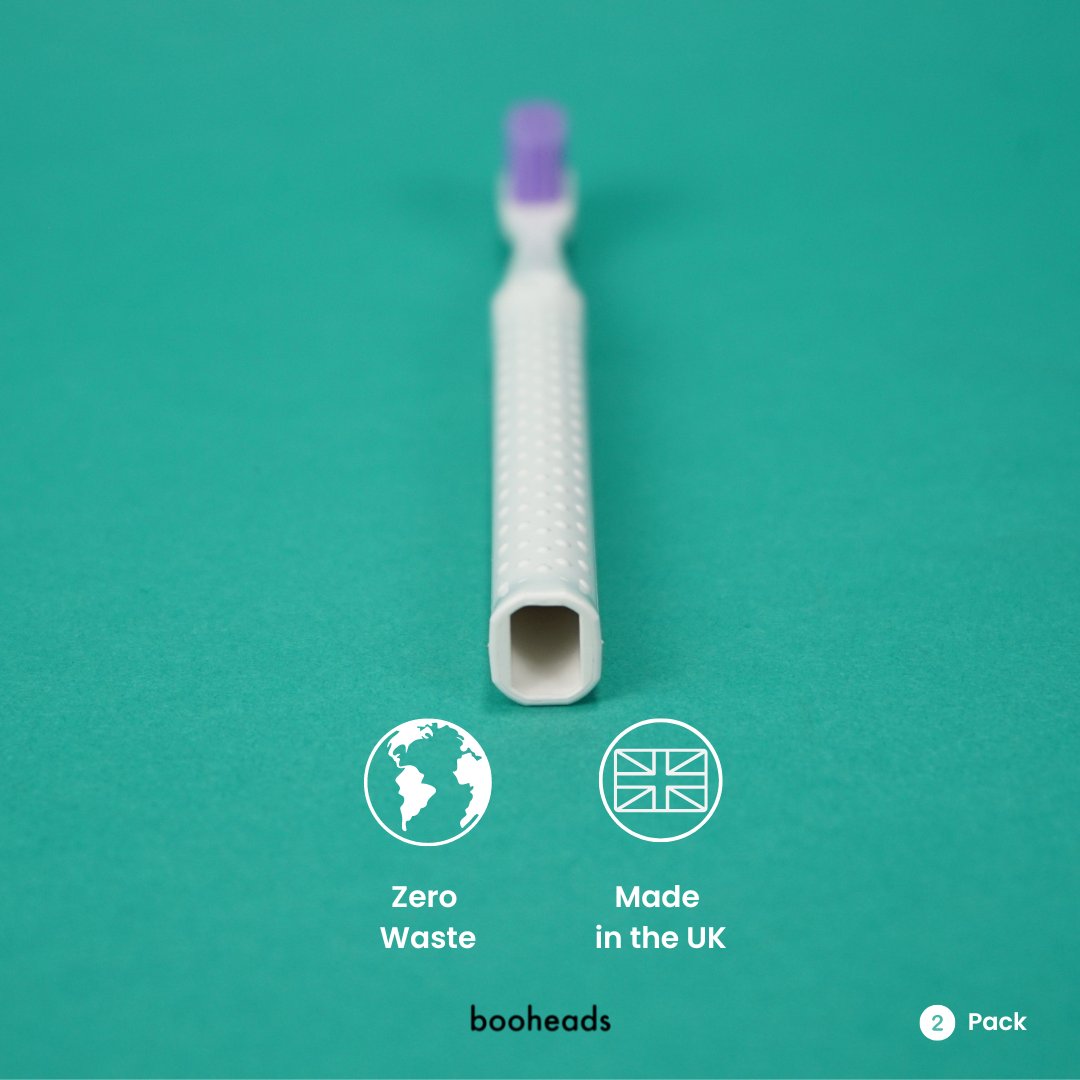 Zero Waste Bamboo Toothbrushes in Purple & Aqua - 2 Pack