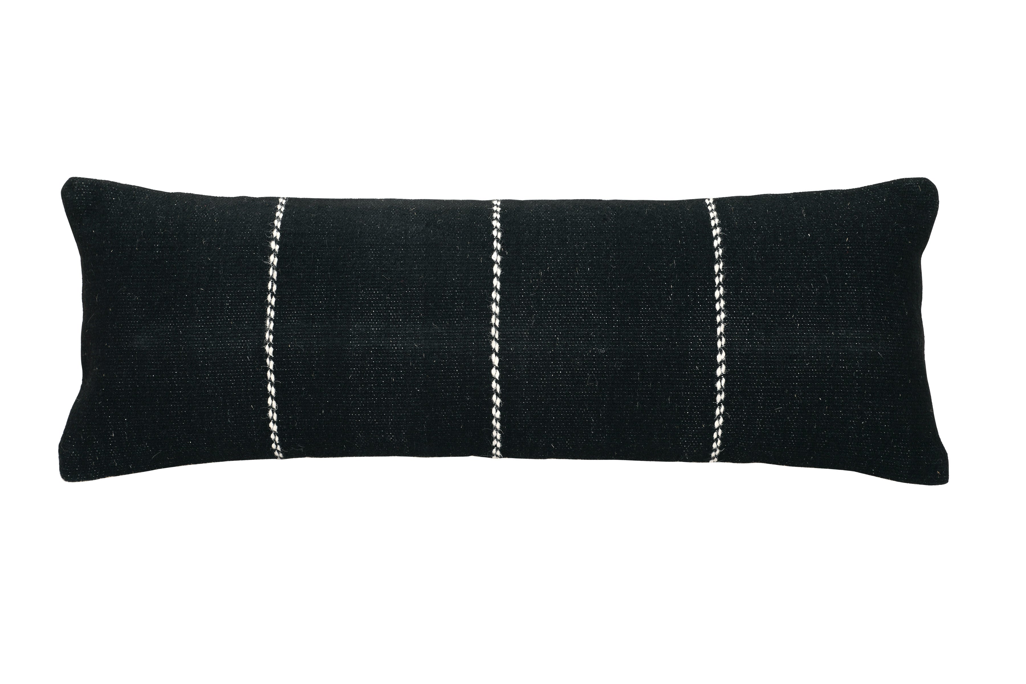Stripe Lumbar Pillow - Black - 12x34 Inch