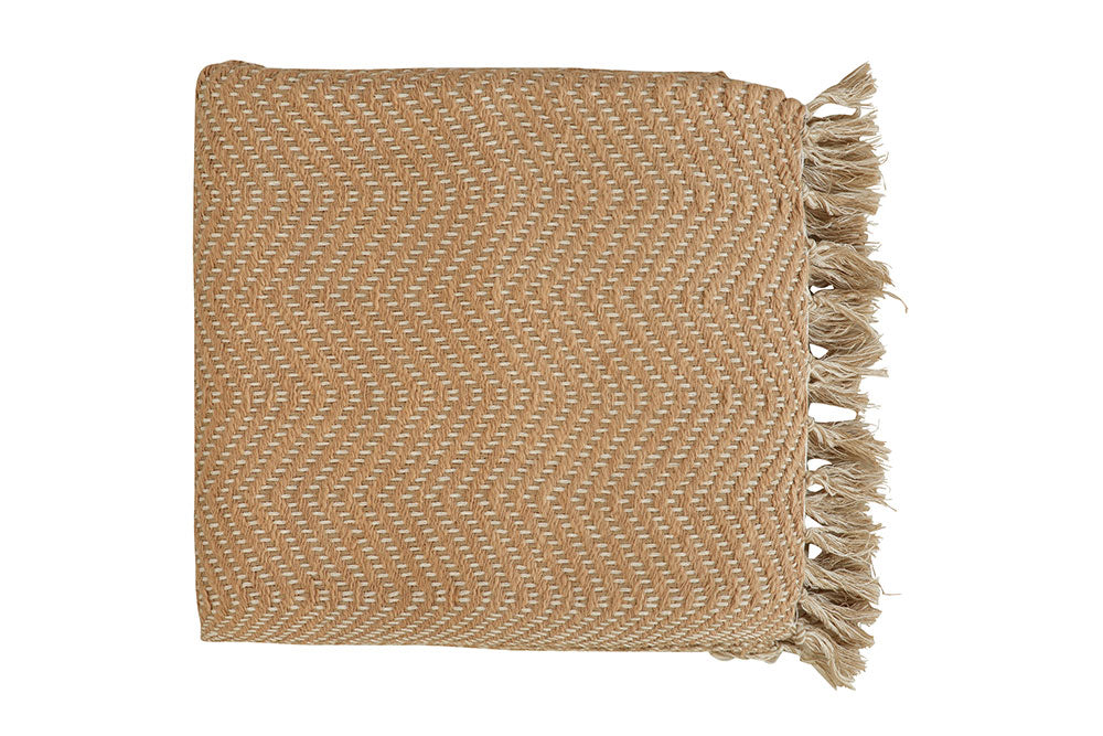Kaya Chevron Throw Blanket - Taupe & Cream - 50x70 Inches