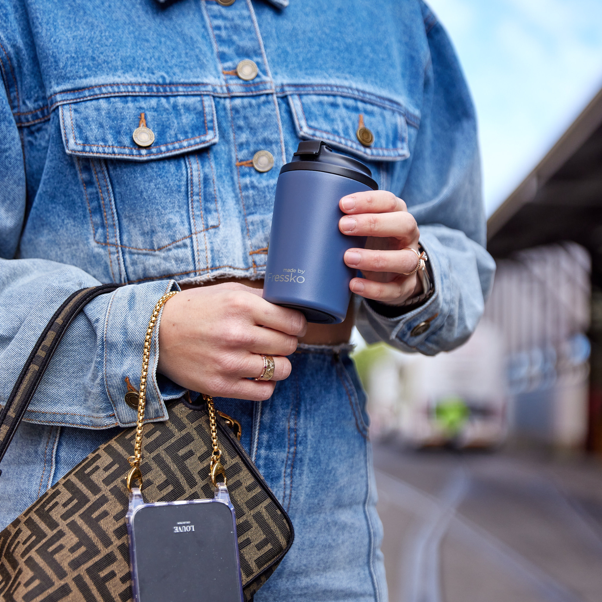 Insulated Bino Coffee Cup | Denim, 8 oz