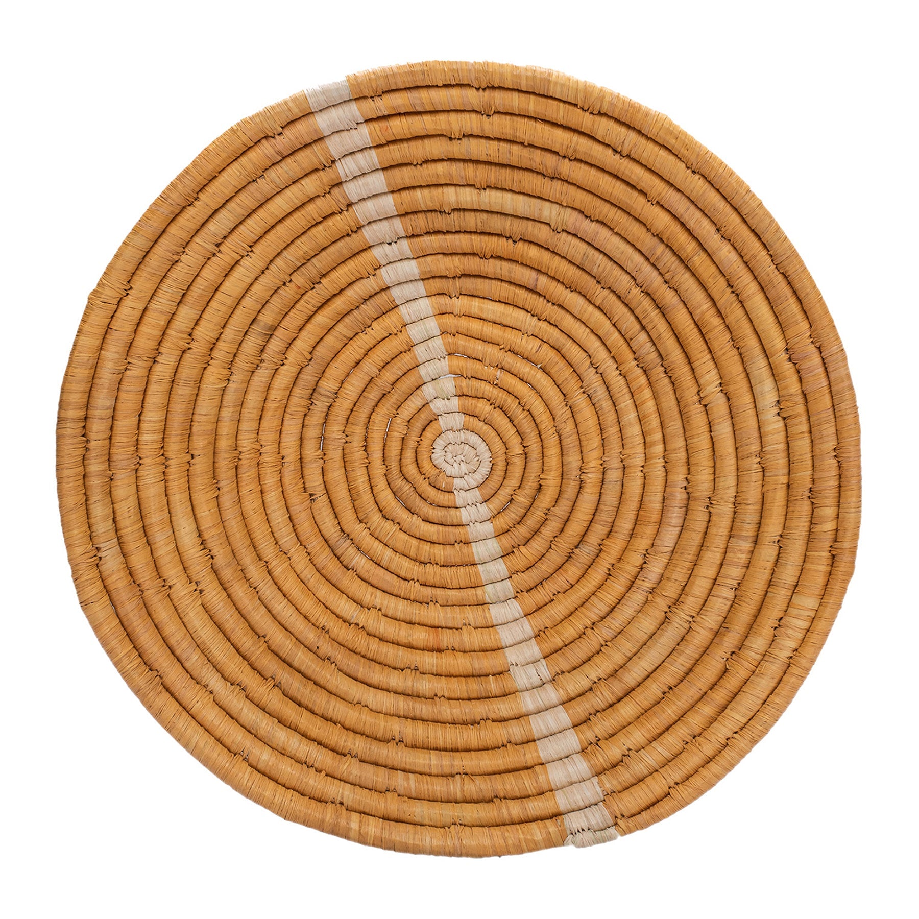 12" Large Tan Striped Round Basket