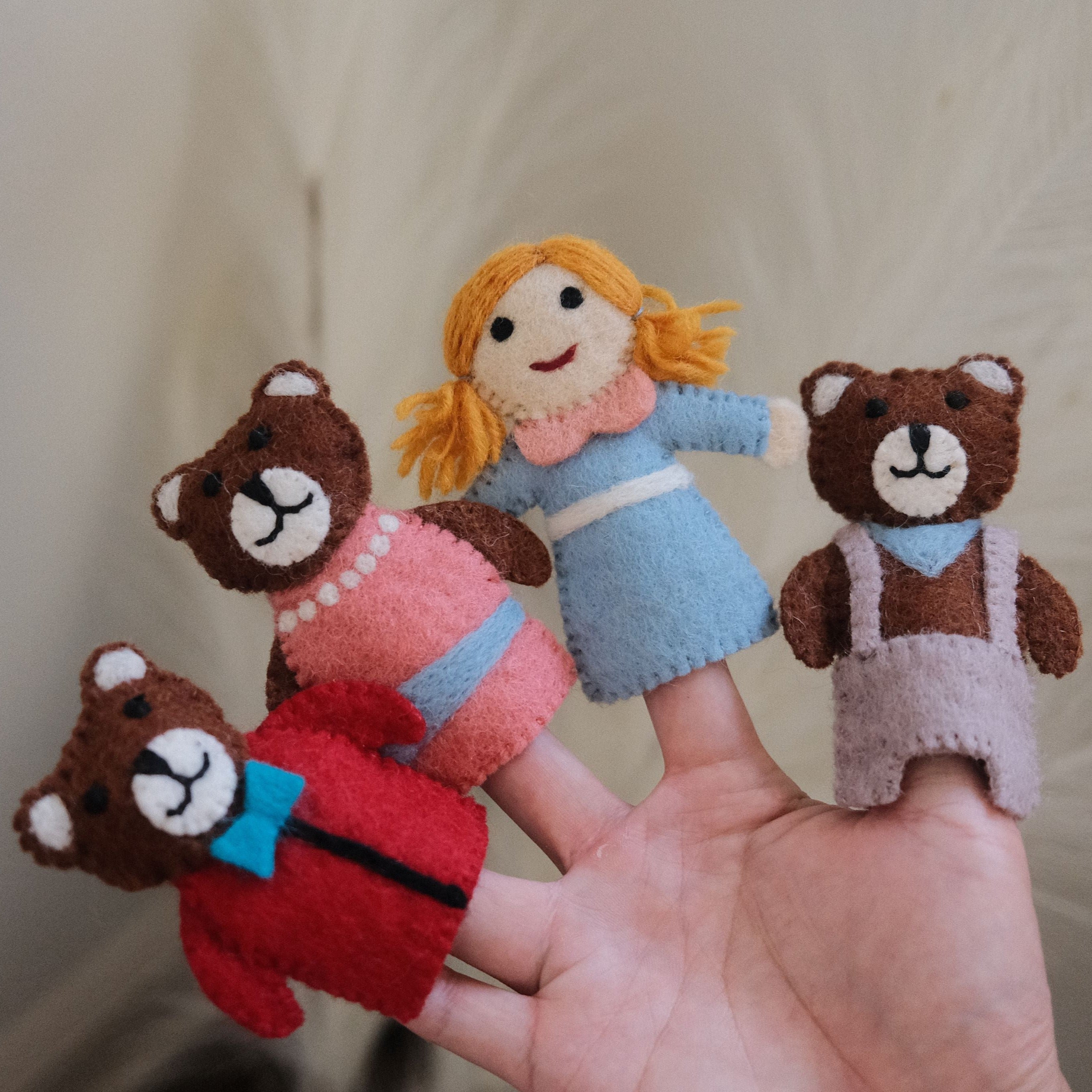 Goldilocks and Bears | Felt Finger Puppet Set