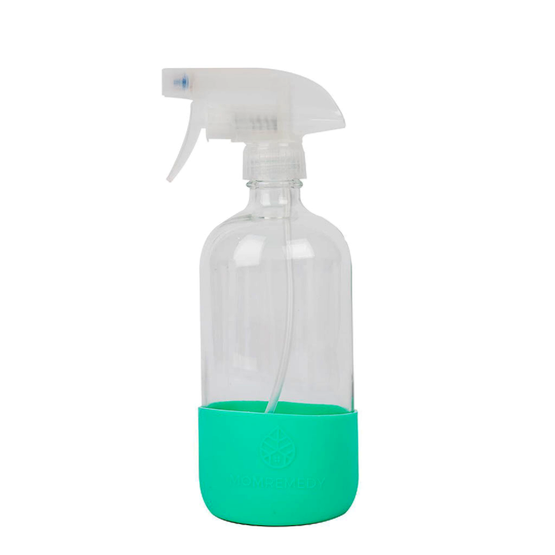 Glass Refill Bottle with Silicone Sleeve Teal Color - 16 oz