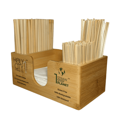 Bamboo Straw and Napkin Bar Caddy