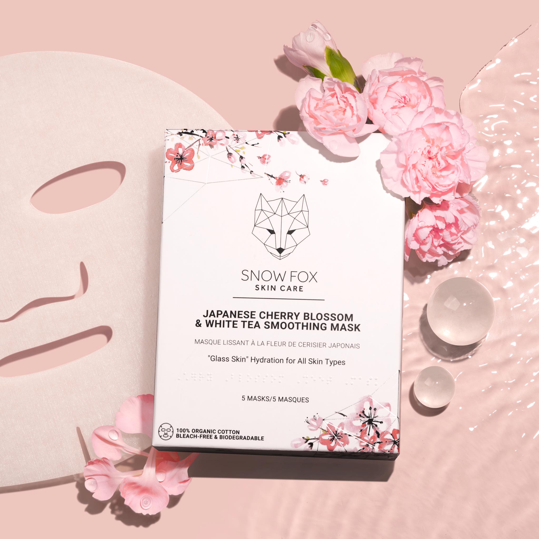 Cherry Blossom & White Tea Smoothing Facial Mask - 5 Pack