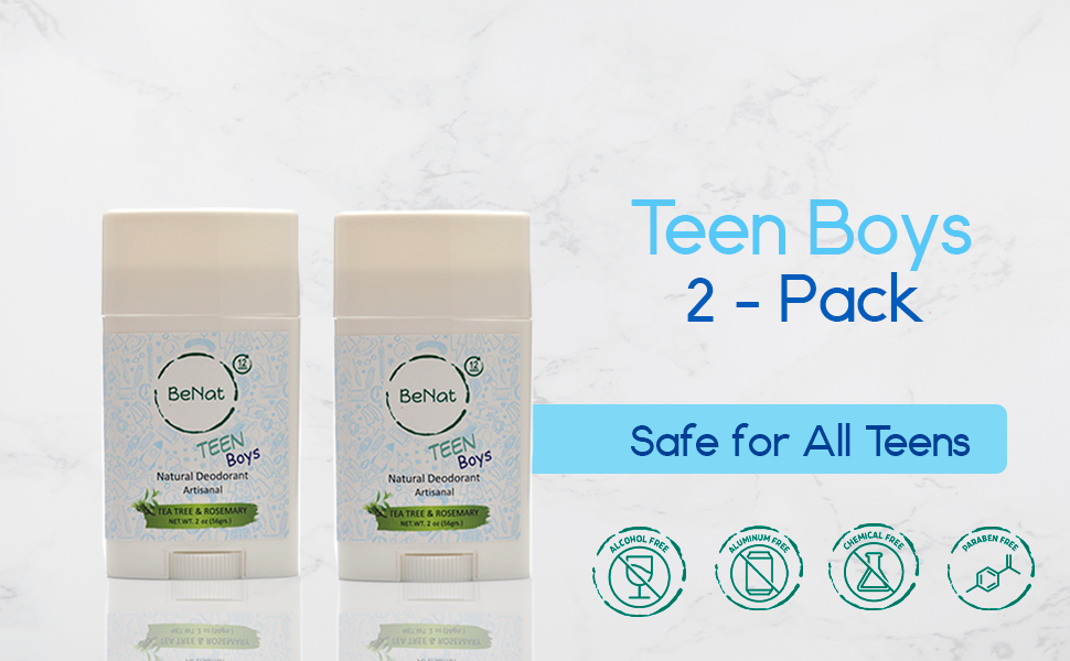 2-Pack all-Natural Deodorants for Kids & Teens