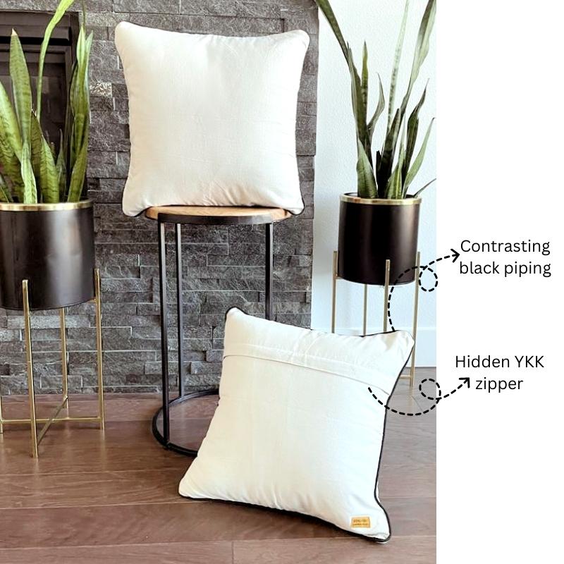 Cotton Throw Pillow Covers - Modern Piped Edge