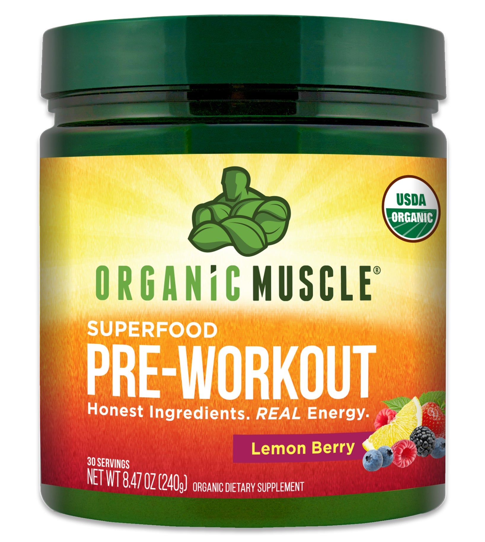 Organic Pre-Workout Powder - Lemon Berry - 30 Servings