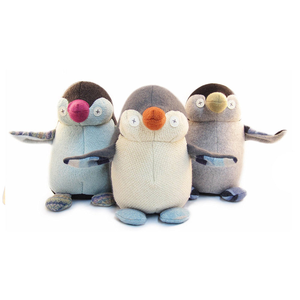 Penguin Stuffed Animal from Reclaimed Wool