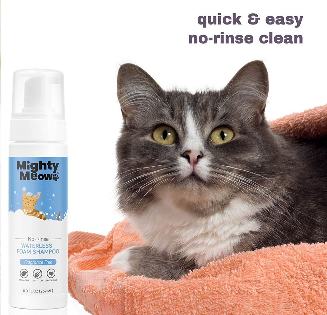 All Natural Waterless Cat Shampoo - Hypoallergenic, Fragarance Free - 8 oz