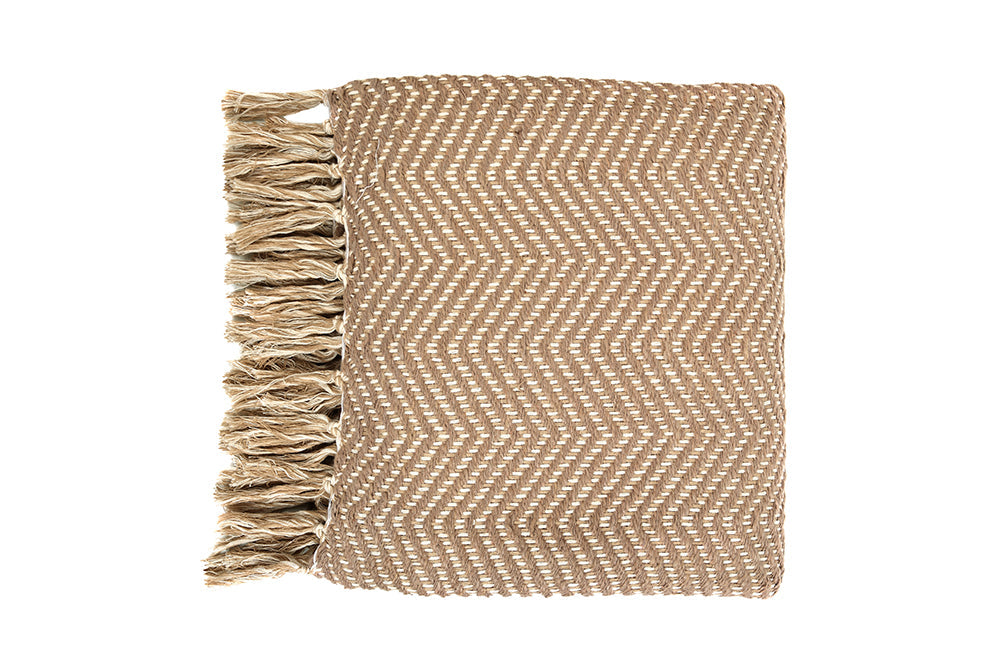 Kaya Chevron Throw Blanket - Brown & Cream - 50x70 Inches