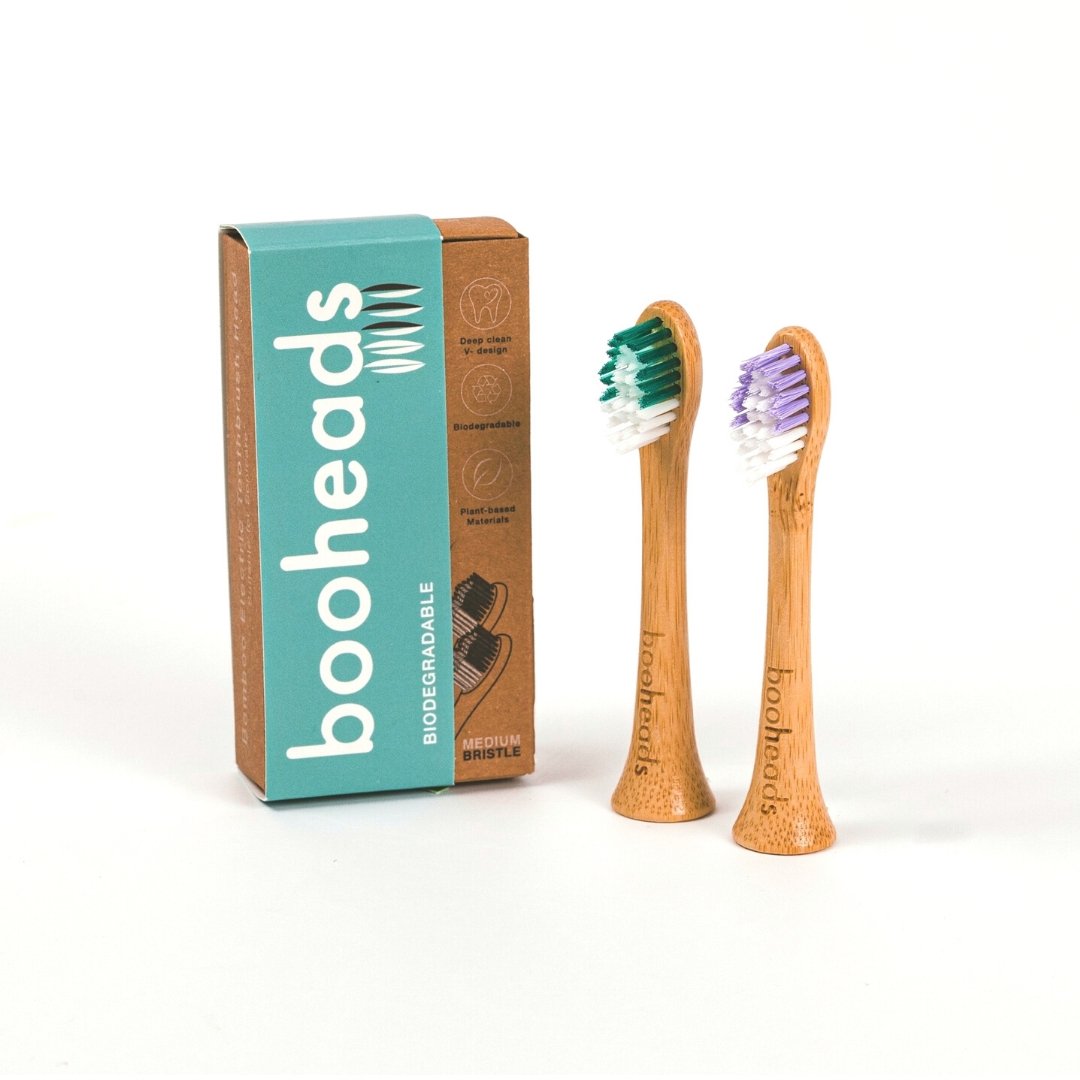 Bamboo Electric Toothbrush Heads for Sonicare Deep Clean in Purple and Green - 2 Pack
