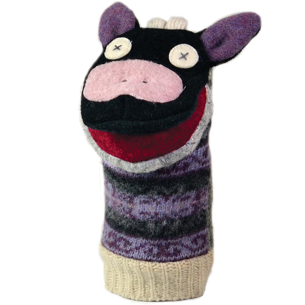 Cow Hand Puppet from Reclaimed Wool