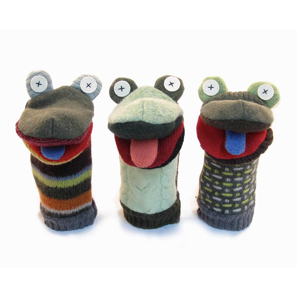 Frog Hand Puppet from Reclaimed Wool