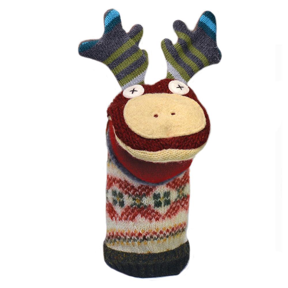 Moose Puppet from Reclaimed Wool