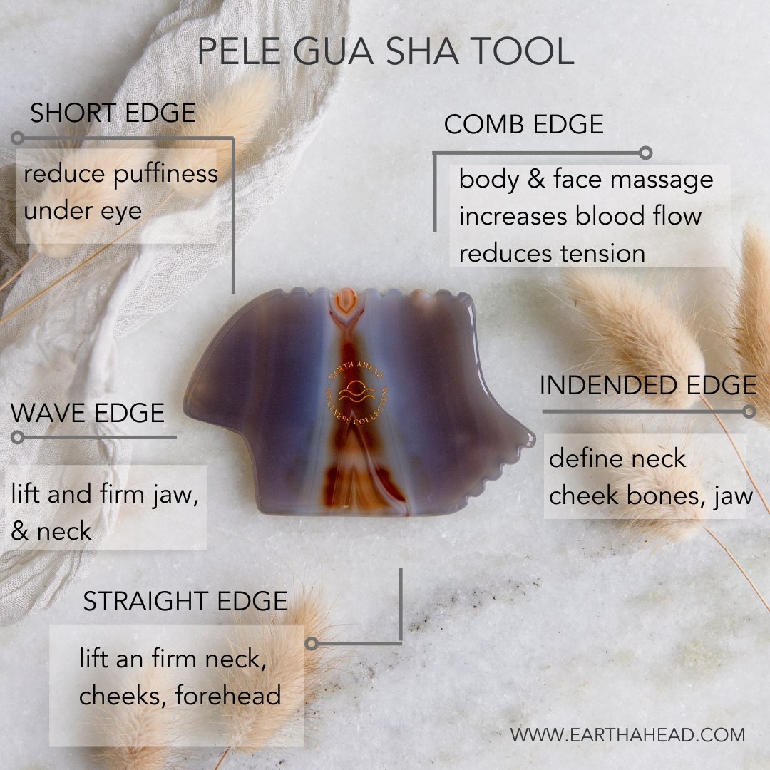 Pele Grey Agate Gua Sha Facial Massage Tool