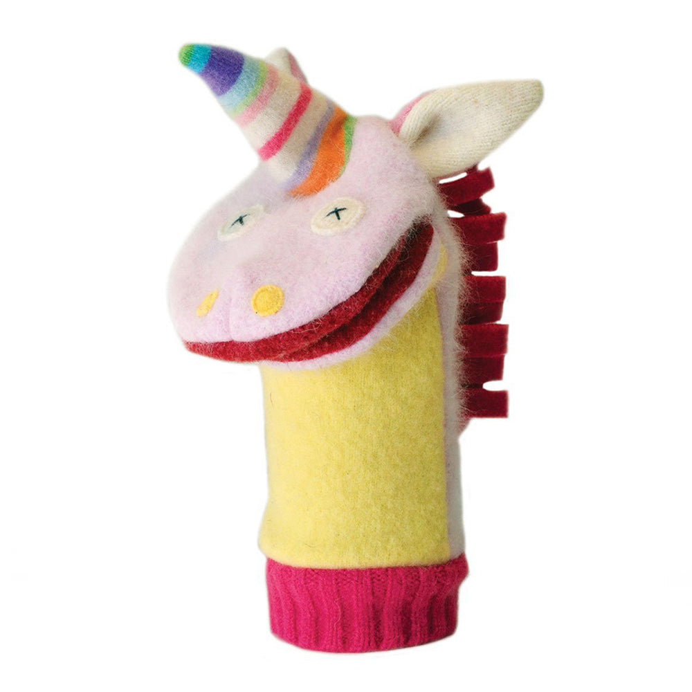 Unicorn Hand Puppet from Reclaimed Wool